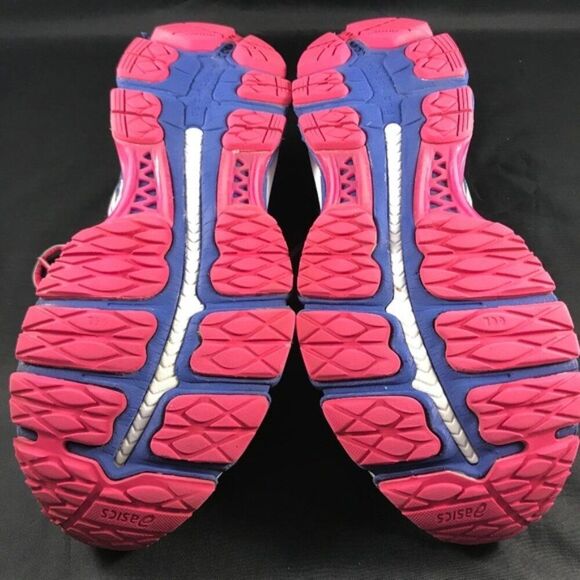 Excellent Asics GEL Nimbus 17 Womens 7.5 Royal Blue Magenta White 39 EUR - Picture 6 of 7